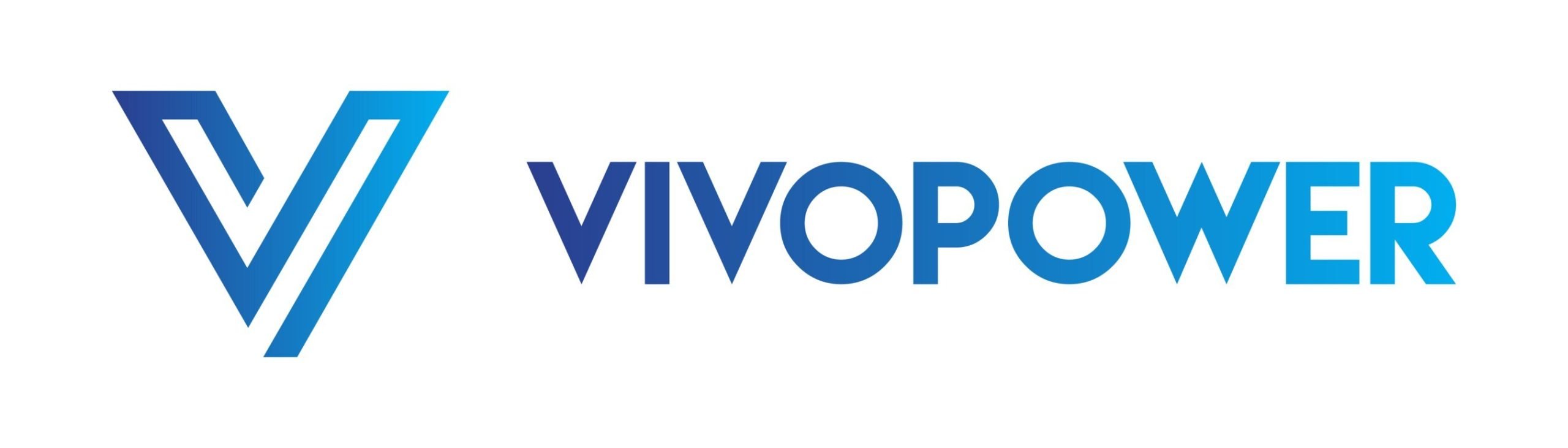 VivoPower logo, with a stylized blue V symbol next to the word VIVOPOWER.