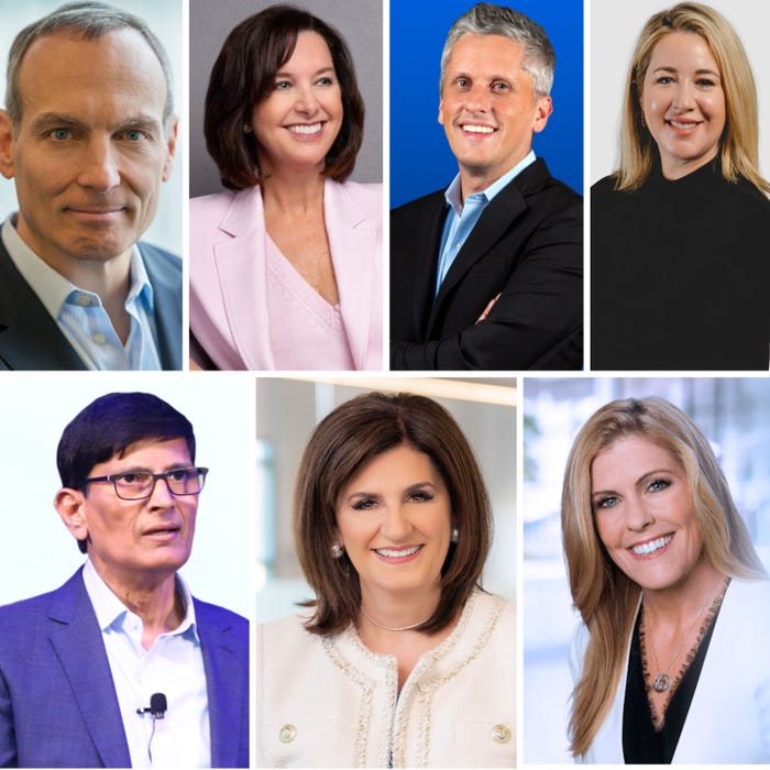 Collage of seven professional headshots of four men and three women.