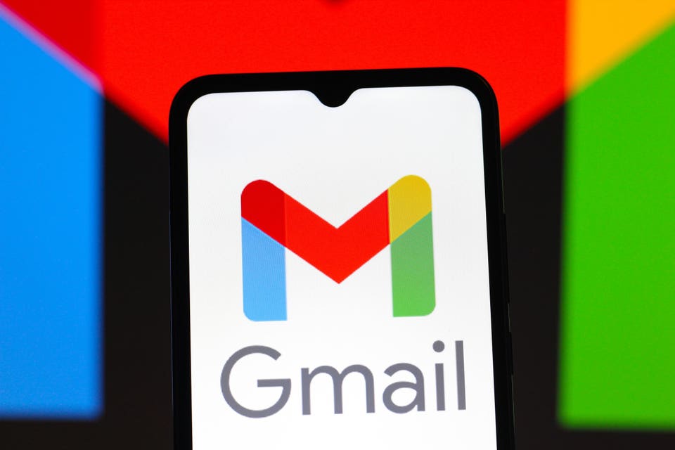 Smartphone screen displaying the colorful Gmail logo and name.
